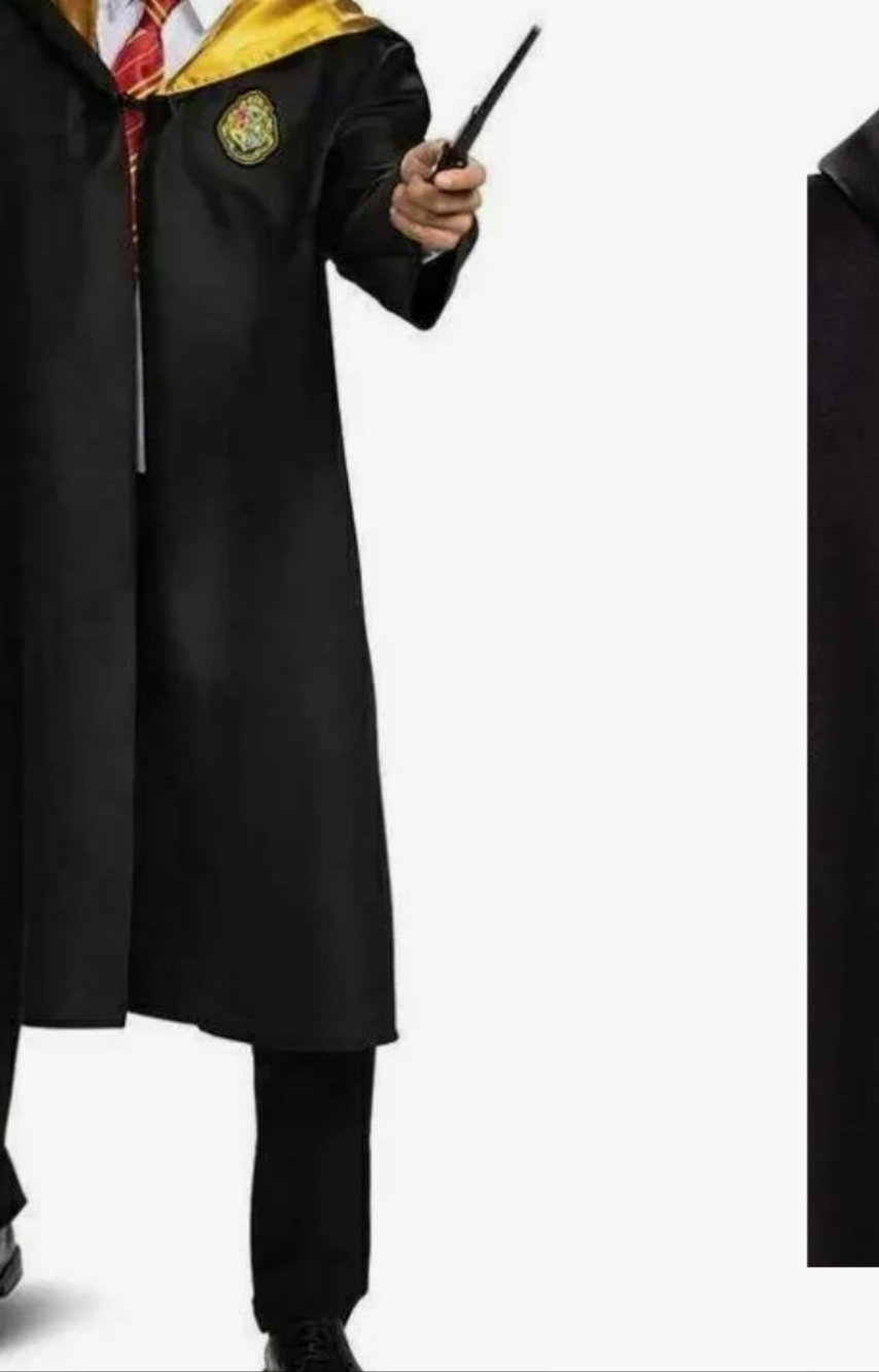 Bundle Of Black and Gold Hogwarts Halloween Costume Robe. XL And Kids Size 7/8.